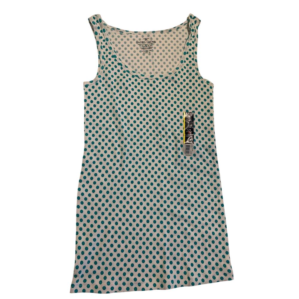 NWT Faded Glory Y2K Tank Top Womens Size Large Polka Dot Stretchy Artsy Fairy